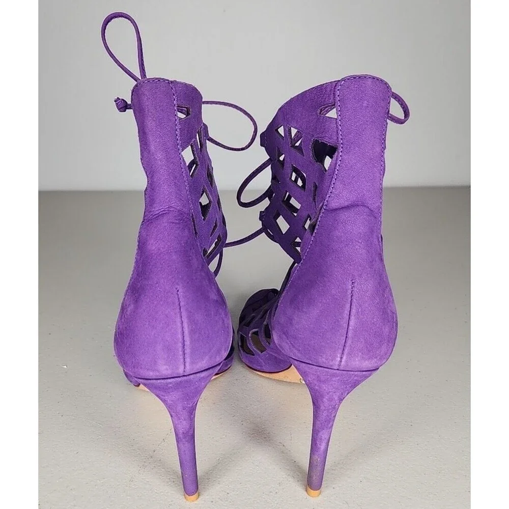 Schutz Womens Size 8.5 B Strappy Caged Gladiator Purple Heels Pumps Leather